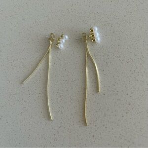Front Back Pearl Dangling Earrings